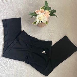ADIDAS Size S Black Capris Stretchy Waist With Draw String